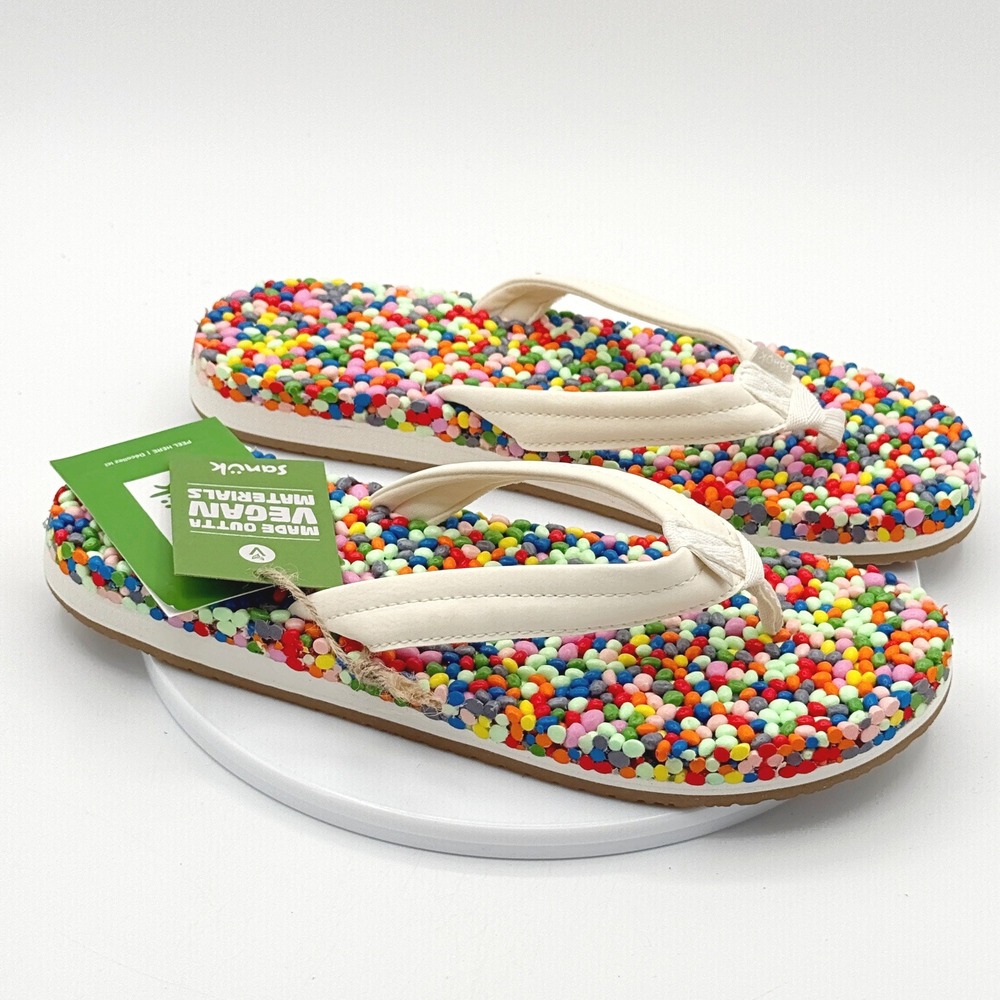 Sanuk Bubblecush Flip Flop Sandals / Size 7 Womens / Rainbow - New